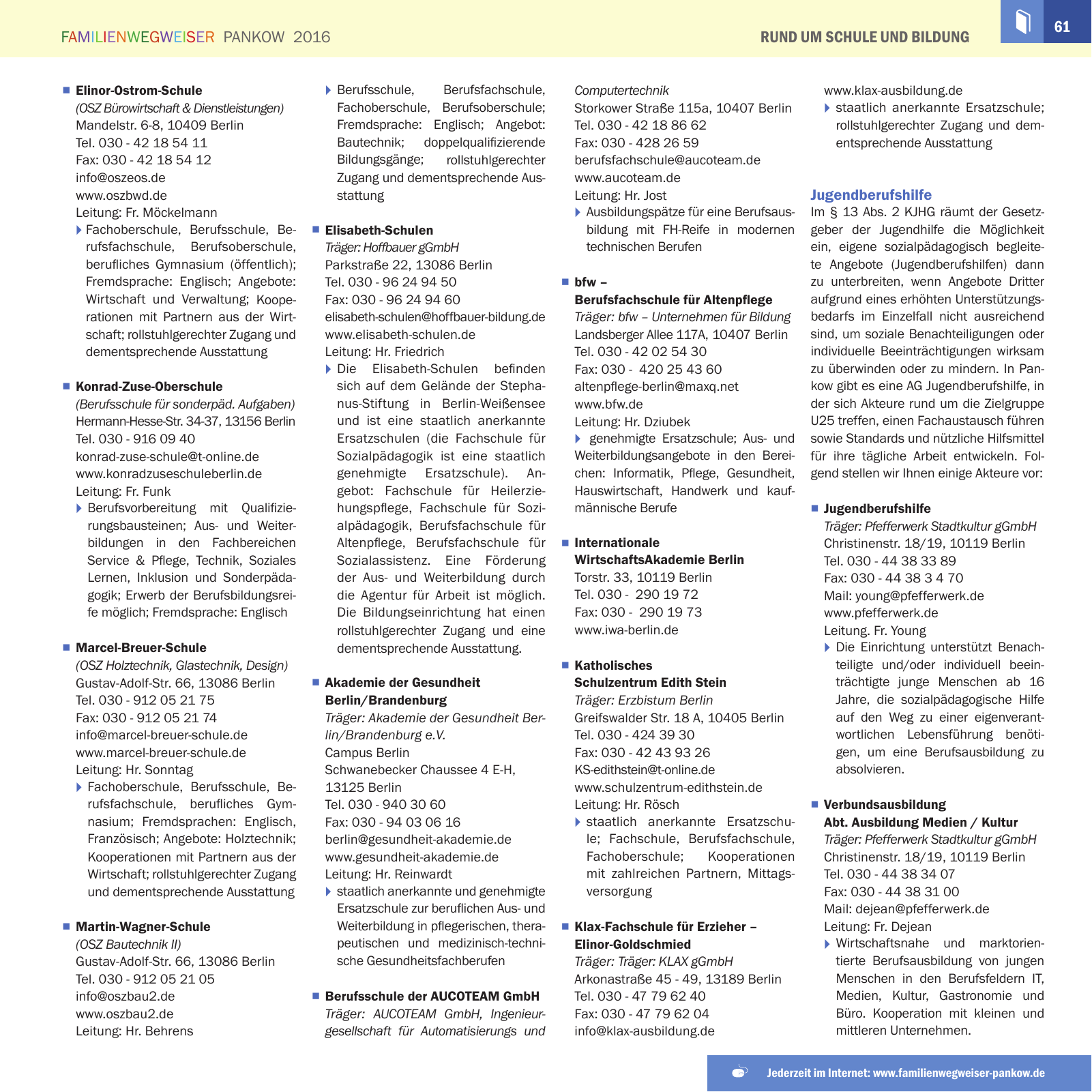 Vorschau Familienwegweiser Pankow 2016 Seite 61